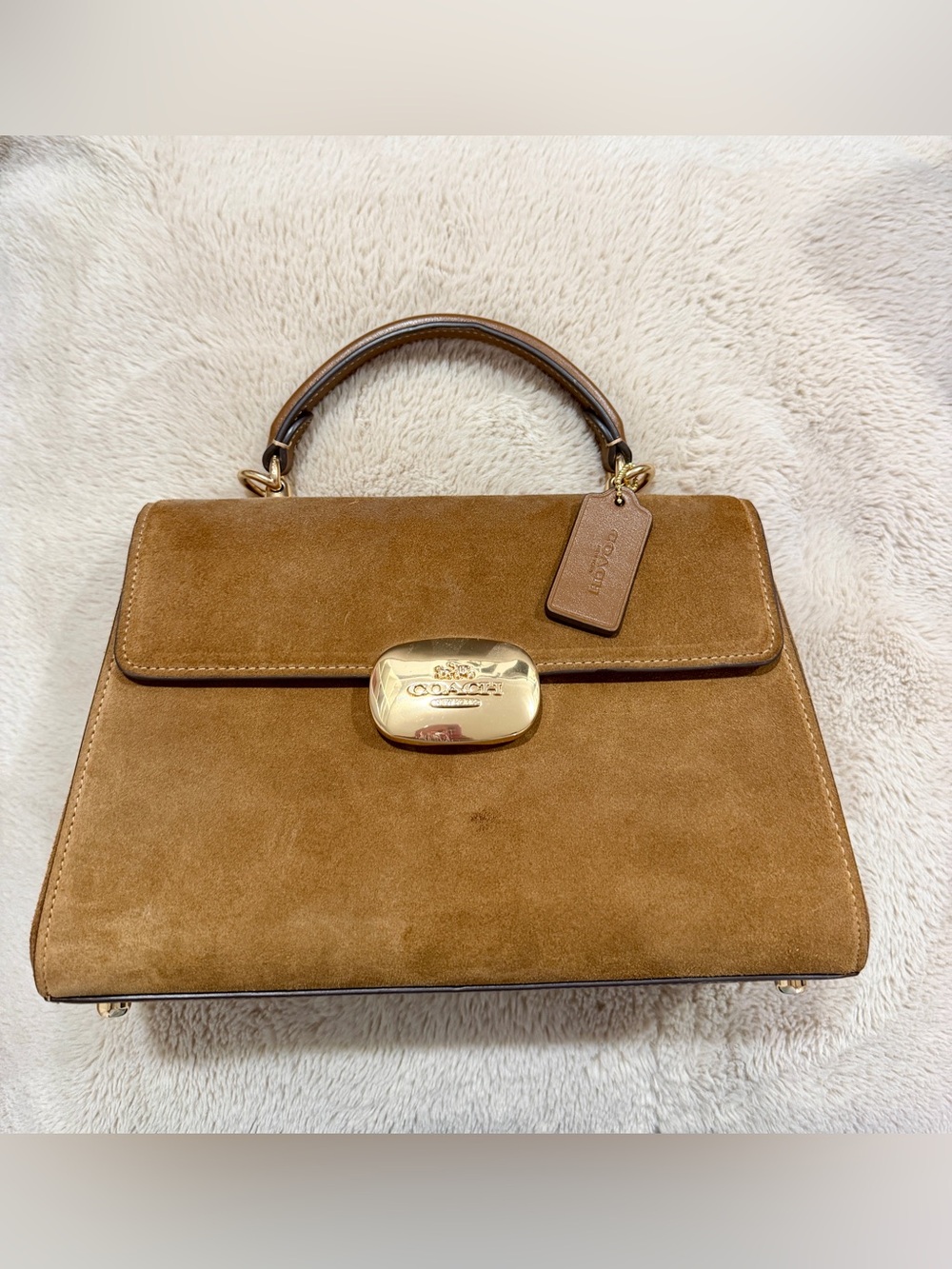 Coach Eliza Tan Suede Top-Handle Satchel